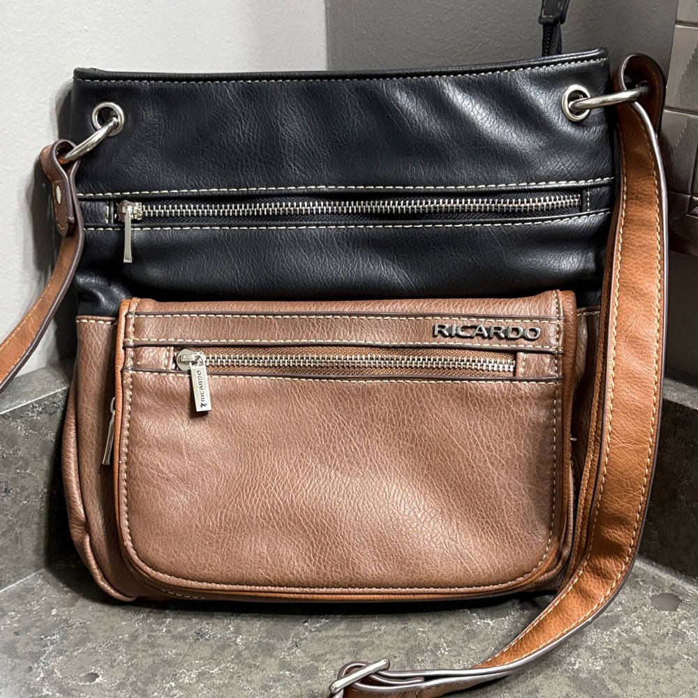 Ricardo Black and Brown Crossbody Bag